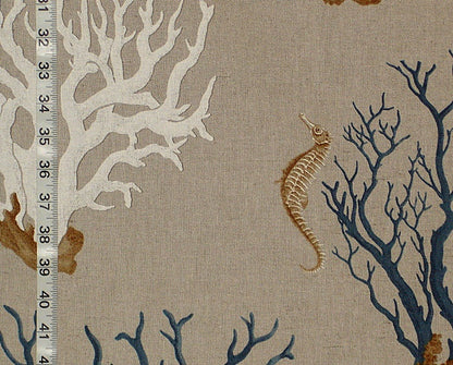 Blue Coral Seahorse Fabric