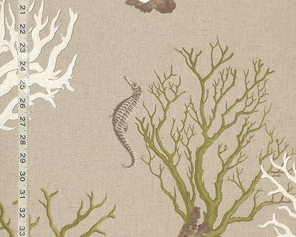 Green Coral Seahorse Fabric