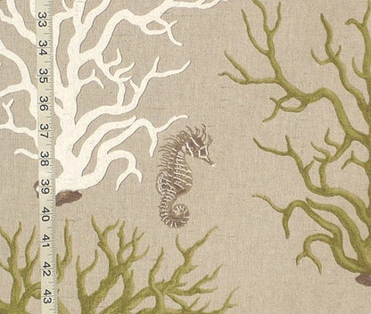 Green Coral Seahorse Fabric