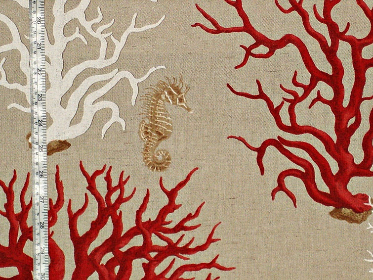 Red Coral Seahorse Fabric