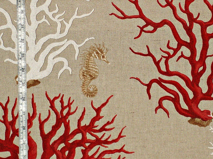 Red Coral Seahorse Fabric