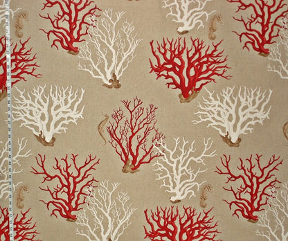 Red Coral Seahorse Fabric