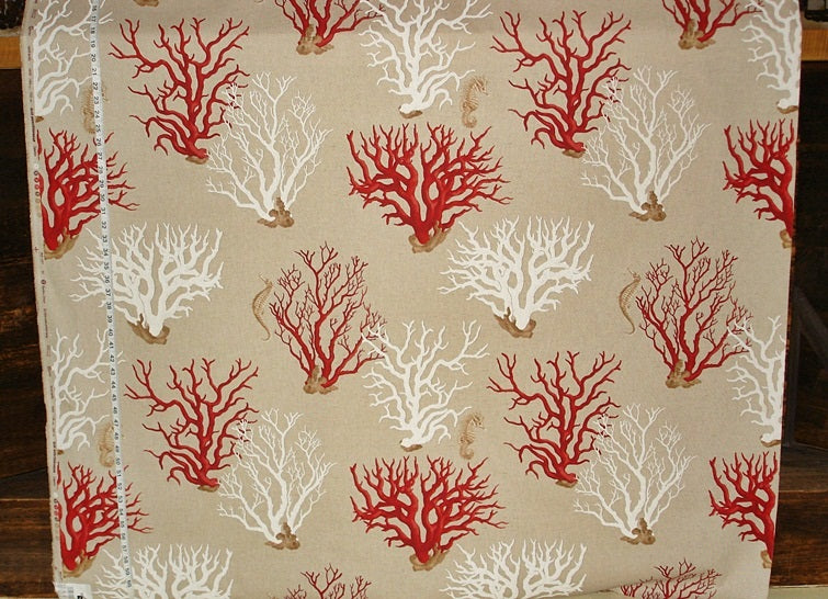 Red Coral Seahorse Fabric