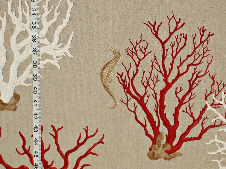 Red Coral Seahorse Fabric