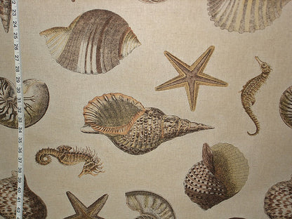 Seashell Seahorse Fabric Brown Nautilus Starfish