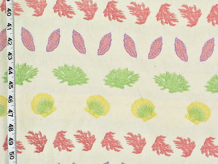 Coral, Sea Shell Tropical Upholstery Fabric
