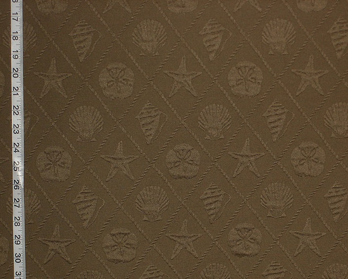 P.Kaufmann shell trellis mocha brown matelasse upholstery seashell