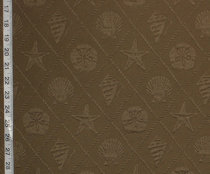 P.Kaufmann shell trellis mocha brown matelasse upholstery seashell