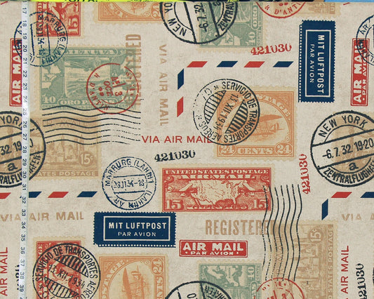 Postage Stamp Fabric Postage Letter Mail Travel