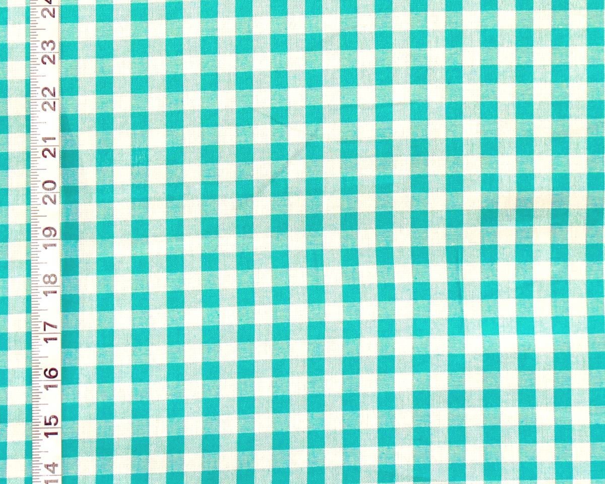 Blue green checked gingham fabric teal turquoise