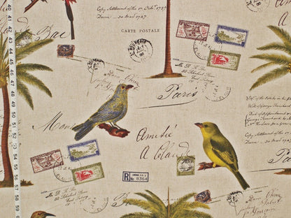 Tropical Travel Fabric Bird Palm Tree Letters