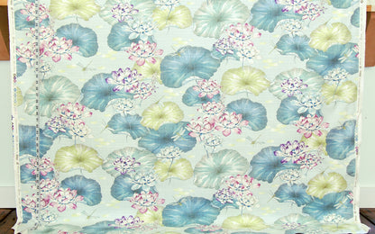 Waterlily  pond fabric dragonflies linen