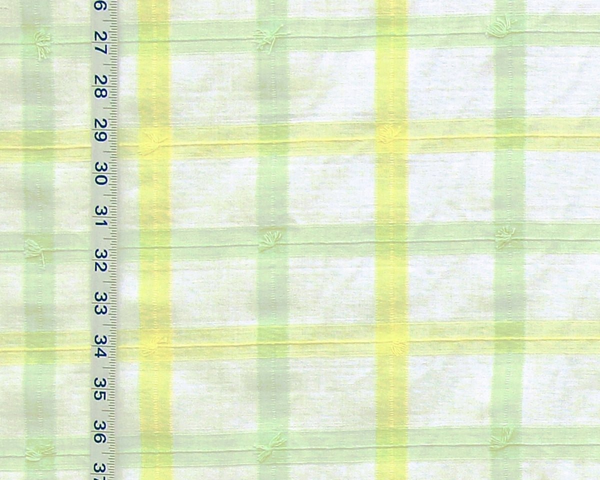 Yellow green windowpane plaid fabric