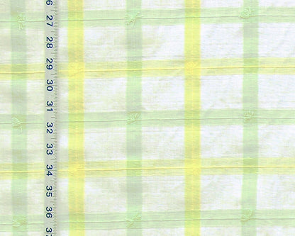 Yellow green windowpane plaid fabric