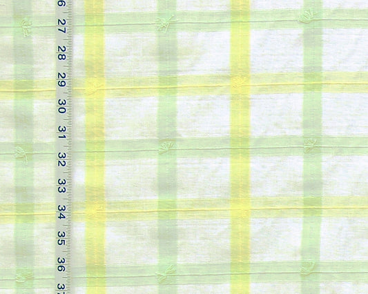 Yellow green windowpane plaid fabric