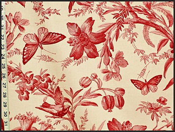 Red Bird Toile Fabric