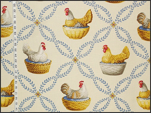 Vintage Milk Glass Chicken Fabric