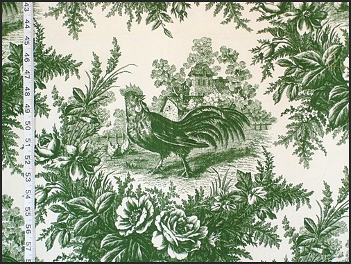 Stroheim and Romann Green Rooster Toile Fabric