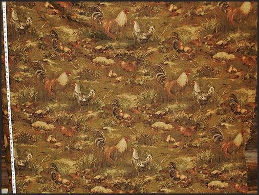 WOVEN CHICKEN ROOSTER FABRIC