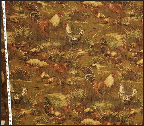 WOVEN CHICKEN ROOSTER FABRIC