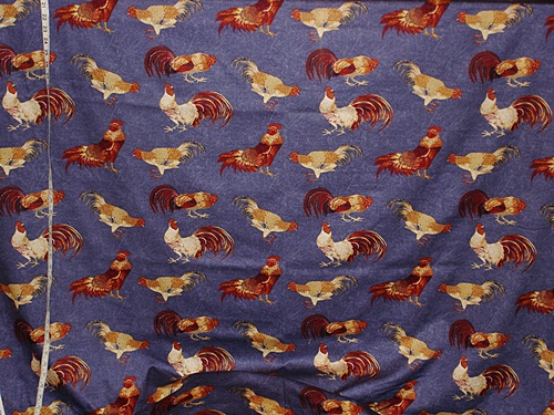 KINGSWAY'S BLUE DENIM ROOSTER FABRIC