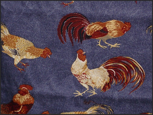 Denim Rooster Fabric