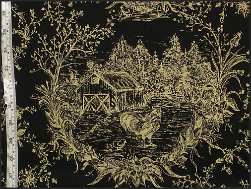 BLACK ROOSTER COUNTRY TOILE FABRIC