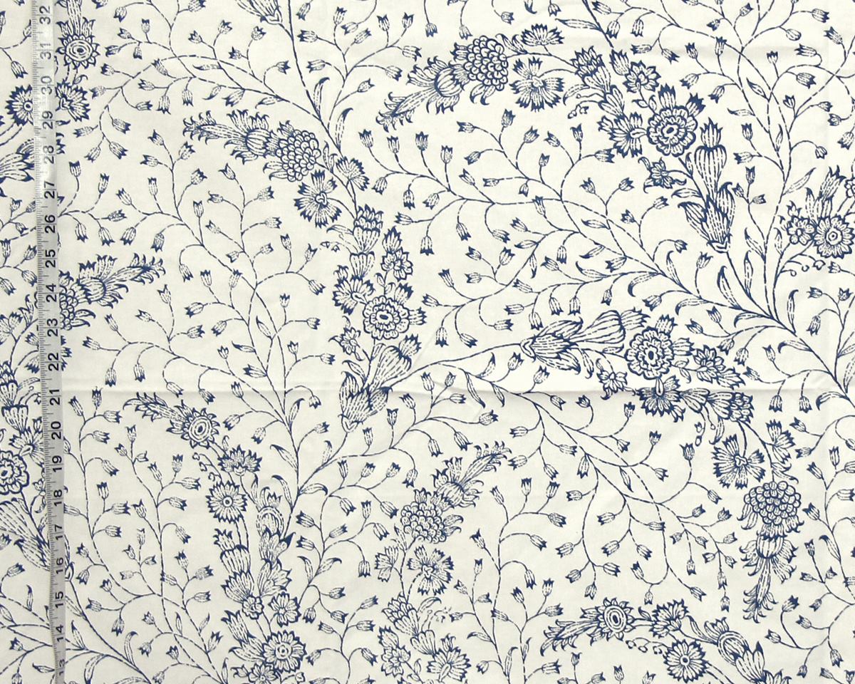 Blue floral vine fabric SAMPLE- 39"