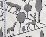 Animal elephant silhouette fabric horse deer dog white Remnant- 32"