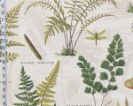 Fern fabric butterfly dragonfly botanical toile Remnants- 2