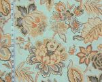 Orange grey gold Indienne floral fabric aqua blue Tibet