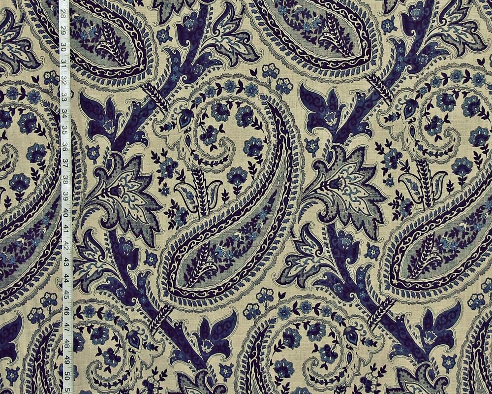 BLUE GREY PAISLEY FABRIC