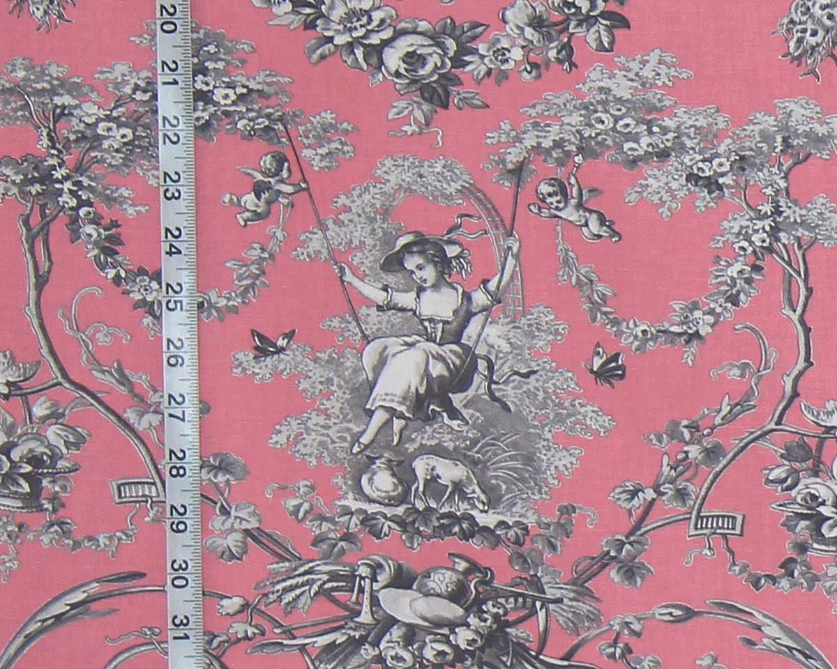 Pink toile fabric French country de Jouy from Brick House Fabric: Novelty  Fabric