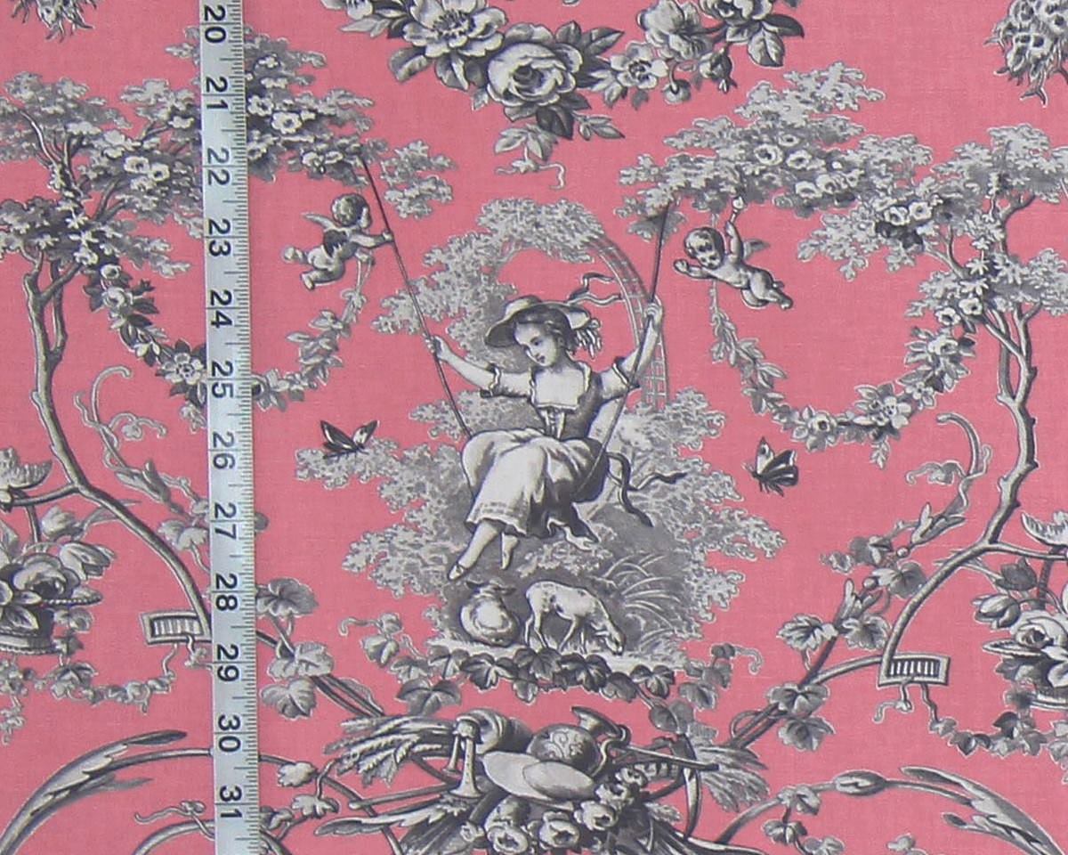 Pink toile fabric French country de Jouy from Brick House Fabric