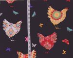 Whimsical chicken fabric Remnants- 2 pieces