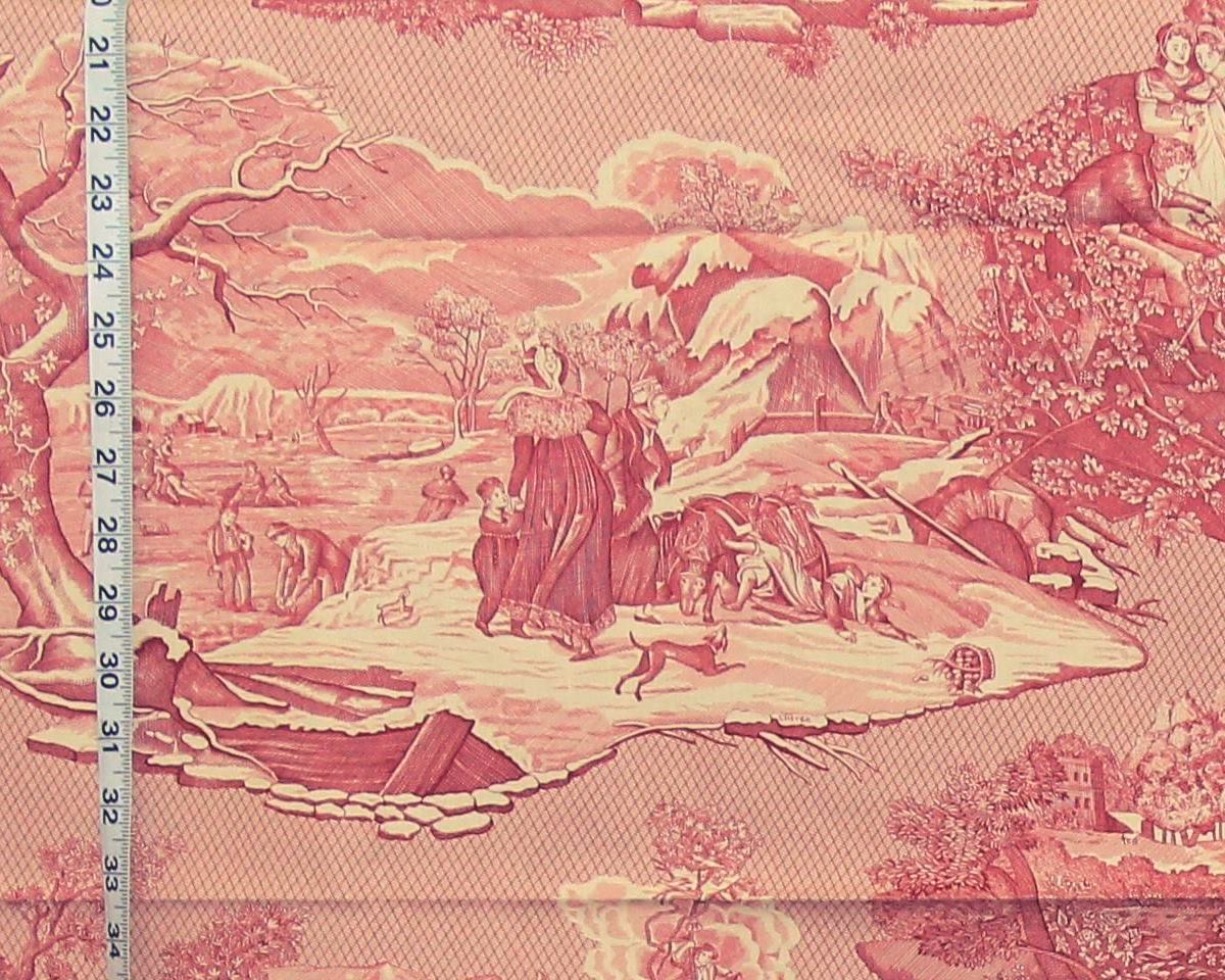 Greeff Williamsburg red toile fabric Four Seasons 34"