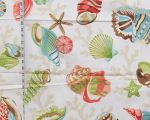 Seashell coral fabric funky pink aqua green Remnant- 22"