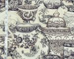 Vintage black Spode china tablecloth 51 1/2" L x 52" W