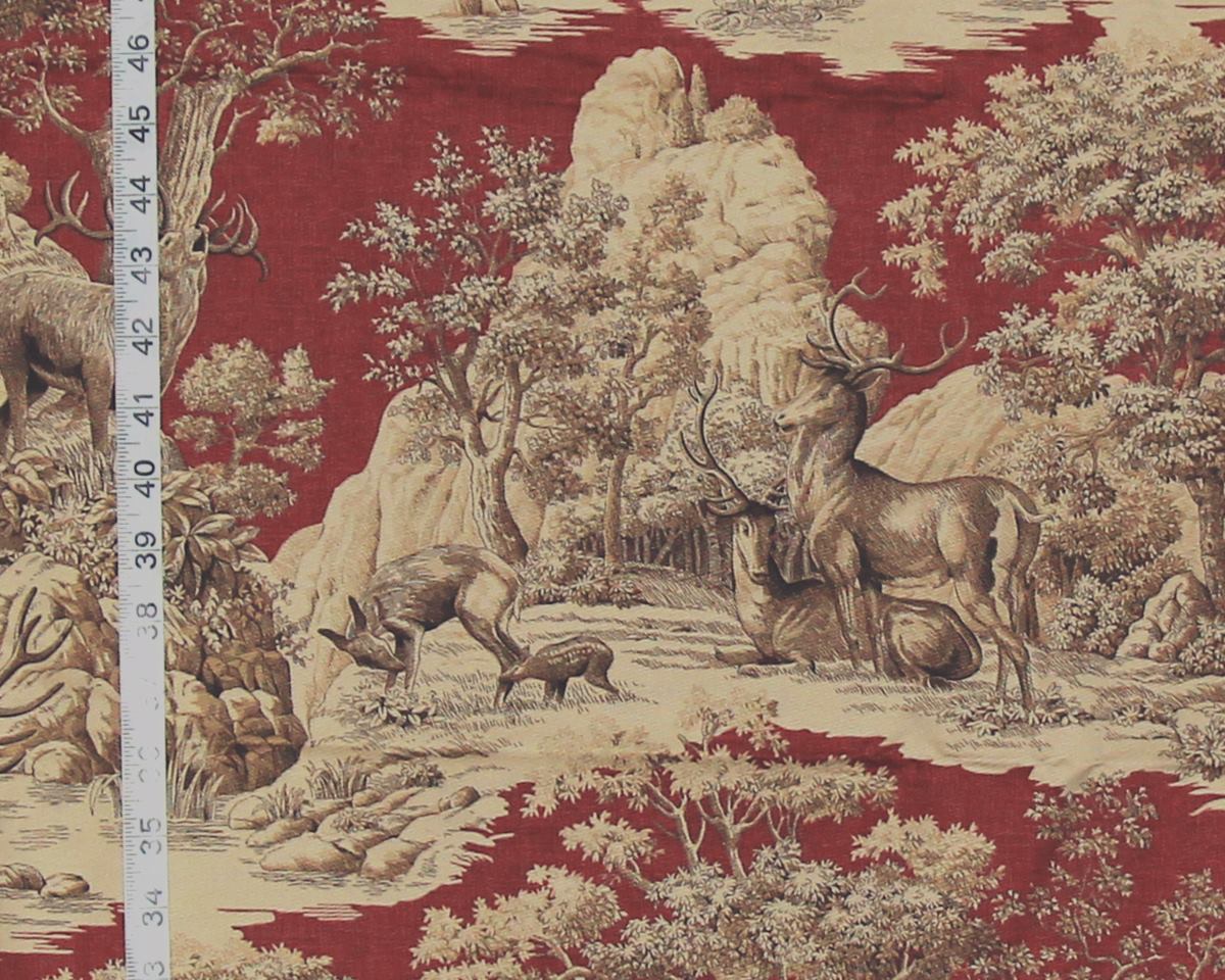 Red deer toile fabric tablecloth table cloth 77 1/2" L x 51" W