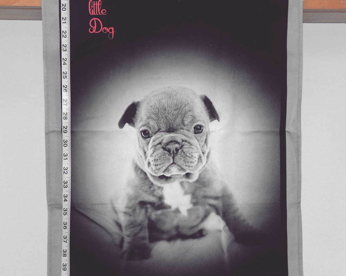 Small dog French tea towel