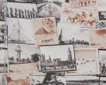 Travel fabric vintage photographs Remnant- 27"