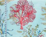 Aqua coral fabric ocean reef turtle Remnant- 23"