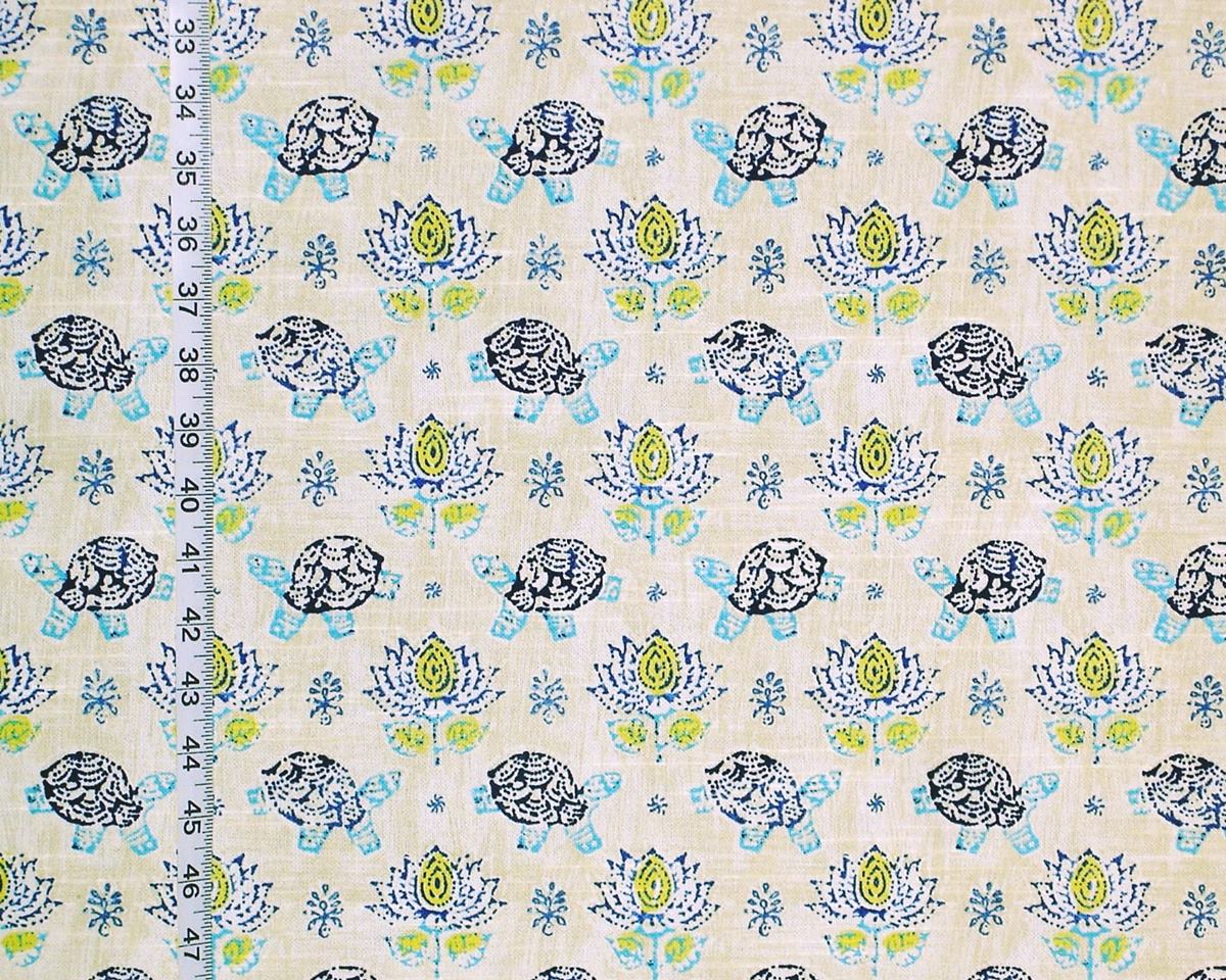 Batik turtle fabric lotus blue aqua
