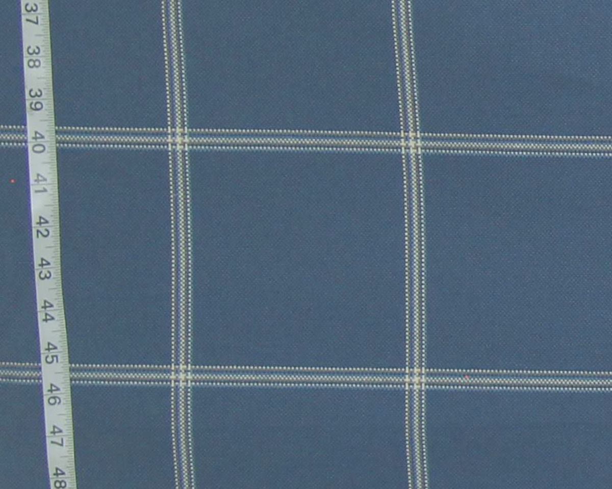 BLUE WINDOWPANE UPHOLSTERY FABRIC