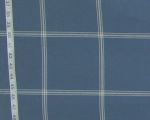 Blue windowpane plaid upholstery fabric Remnant- 36"