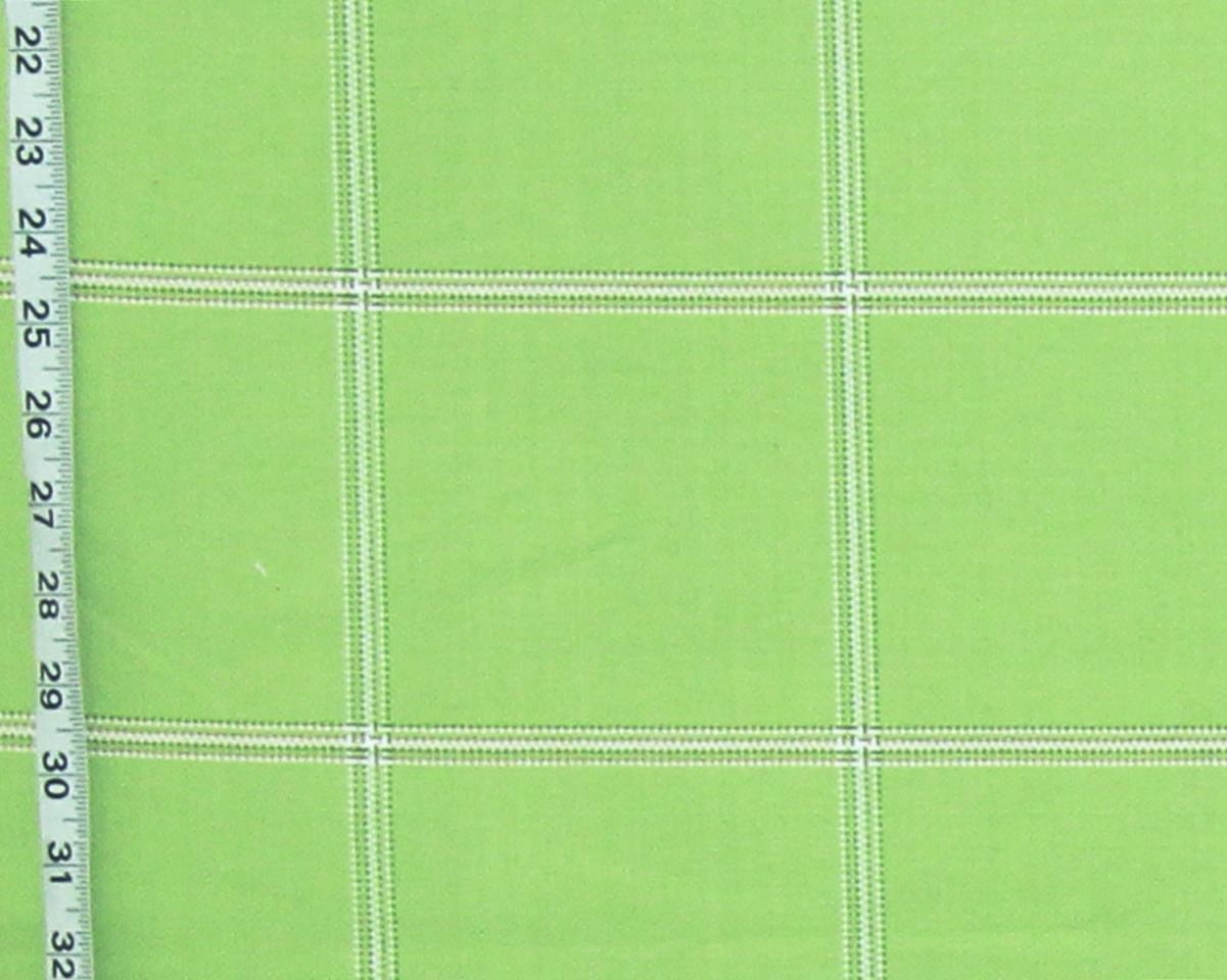 Green  windowpane plaid upholstery fabric Remnant- 36"