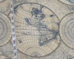 World map fabric blue charts