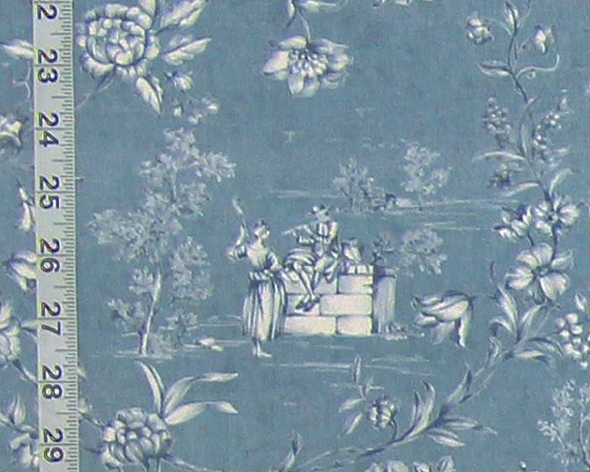 Mini blue toile fabric French country floral
