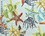 Orange blue starfish fabric yellow green ocean coral watercolor SECOND