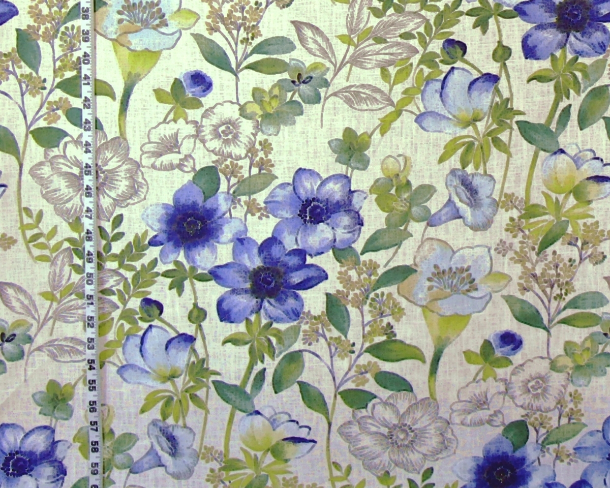 BLUE ANEMONE GENTIAN FABRIC